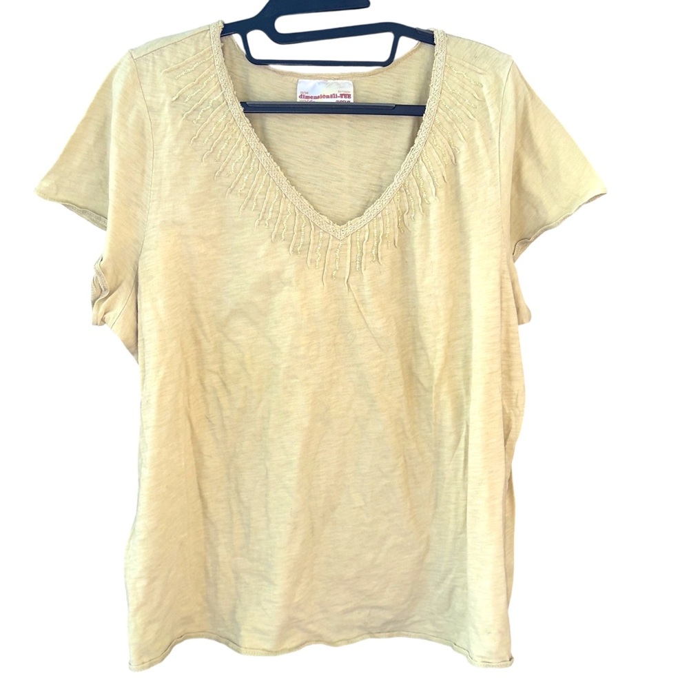 Avenue Light Yellow V-Neck Blouse